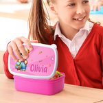 Personalizado lindo león jirafa de dibujos animados mochila de los animales de alimentos de grado fiambrera con el nombre de cumpleaños de vuelta a la escuela de regalo para los niños niñas