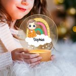 Gepersonaliseerd Baby Regenboog Wolk Acryl LED Nachtlampje met houten basis en naam Kamer Decor Verjaardagscadeau voor kinderen