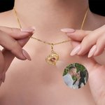 Personalized Double Heart Photo Projection Necklace Dainty Jewelry Anniversary Birthday Gift for Her