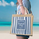 Personalisierte Muticolor Streifen Bachelor Party Design Jute Tasche mit Namen Tote Bag Reisezubehör Brautjungfer Geschenk für Frauen
