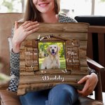 Henkilökohtainen Wood Grain Window Design Pet Photo Soft Throw Pillow Cover päivämäärän ja nimen kanssa Home Decor Memorial Sympathy Gift for Loss of Pet