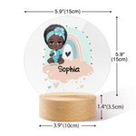 Gepersonaliseerd Baby Regenboog Wolk Acryl LED Nachtlampje met houten basis en naam Kamer Decor Verjaardagscadeau voor kinderen