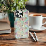 Personalized Butterflies Faux Stained Glass Phone Case with Name for iPhone Samsung Anniversary Birthday Gift for Friend Family Butterfly Lovers