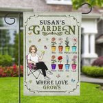 Drapeau de jardin personnalisé avec fleur de naissance et nom Décorations de jardin Cadeau de fête des parents pour les amoureux du jardinage