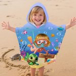Personalized Cute 3D Diving Kid Sea Animal Soft Quick Dry Kids Hooded Beach Towel with Name Summer Vacation Essential Birthday Gift for Boys Girls