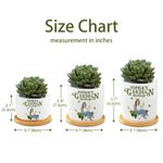 Personalised Retro Garden Cartoon Character Ceramic Plant Pot with Drainage and Bamboo Base Garden Essential Birthday Gift for Family Gardening Lover