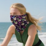 Personalised 1-3 Face Photos Fluorescent Pattern Sunshade Multi-Functional Neck Gaiter Outdoor Accessories Birthday Gift for Dog Cat Lovers