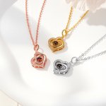Personalized Double Heart Photo Projection Necklace Dainty Jewelry Anniversary Birthday Gift for Her