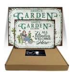Henkilökohtainen Retro Puutarha Sarjakuvahahmo Metalli merkki nimi Garden Decor Housewarming syntymäpäivälahja naisille miehille puutarhanhoito ystäville
