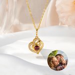 Personalized Double Heart Photo Projection Necklace Dainty Jewelry Anniversary Birthday Gift for Her