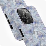 Personalized Butterflies Faux Stained Glass Phone Case with Name for iPhone Samsung Anniversary Birthday Gift for Friend Family Butterfly Lovers