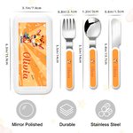 Personalisierte Cartoon Tiere Safe Edelstahl Gabel Löffel Messer 3 Stück Besteck Set mit Namen und Fall zurück zu Schule Geburtstag Geschenk für Jungen Mädchen