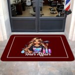 Tapis de porte antidérapant personnalisé avec texte Salon de coiffure Barber Shop Accessoires Cadeau d'ouverture pour coiffeur Amoureux des cheveux