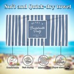 Gepersonaliseerde gestreepte vrijgezellenfeestje snel droog oversized strandhanddoek met naam Travel Essential Beach Party Gift voor bruidsmeisjes vrienden