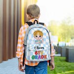 Gepersonaliseerde leuke geruite Cartoon Boy Girl Name Rugzak met duurzame ritsen en zijvakken Verjaardagscadeau voor kinderen