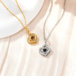 Personalized Double Heart Photo Projection Necklace Dainty Jewelry Anniversary Birthday Gift for Her