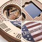 Personalised American Flag Design Portable Wooden Cribbage Board with Pegs and Poker Camping Outdoor Activities Birthday Gift for Cribbage Lovers