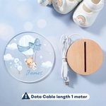 Personalized Cloud Hot Air Balloon Cute Teddy Bear LED Night Light with Name and Wooden Base Nursery Decor Birthday Gift for Baby Kid