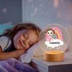 Gepersonaliseerd Baby Regenboog Wolk Acryl LED Nachtlampje met houten basis en naam Kamer Decor Verjaardagscadeau voor kinderen