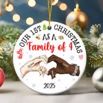 Personalizado Nuestra 1ª Navidad en Familia Adorno navideño de cerámica con nombre Decoración del árbol de Navidad Regalo para la familia