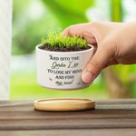 Personalised Retro Garden Cartoon Character Ceramic Plant Pot with Drainage and Bamboo Base Garden Essential Birthday Gift for Family Gardening Lover