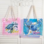 Personalisierte Floral Sea Turtle Clear Holographic Tote Bag mit Namen Travel Accessoire Geburtstag Geschenk für Frauen