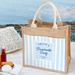 Personalisierte Muticolor Streifen Bachelor Party Design Jute Tasche mit Namen Tote Bag Reisezubehör Brautjungfer Geschenk für Frauen
