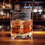 Personalised I'm Playing Golf 10 oz Old Fashioned Rock Whiskey Glass with Engraved Name Anniversary Birthday Gift for Golfers Whiskey Lovers