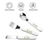 Personalised Dinosaur Design Safe Stainless Steel Kid’s Fork Spoon Knife 3 Pcs Cutlery Set with Case and Name Birthday Gift for Boys Girls