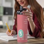 Personalized Motivational Quotes Initial 15 oz Water Bottle with Name and Handle Birthday Office Gift for Coworkers Office Workers