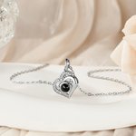 Personalized Double Heart Photo Projection Necklace Dainty Jewelry Anniversary Birthday Gift for Her