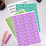 Etichette adesive personalizzate multicolore di cani, fantasia, unicorno, cartoni animati, con nome, materiale scolastico, decorazione, regalo di ritorno a scuola per ragazzi, ragazze, ecc.