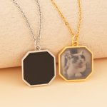 Personalized Unisex Heat-Activated Magic Hidden Photo Necklace with Engraved Text Memorial Jewelry Birthday Anniversary Gift for Family Friends