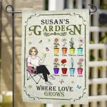 Drapeau de jardin personnalisé avec fleur de naissance et nom Décorations de jardin Cadeau de fête des parents pour les amoureux du jardinage