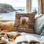 Henkilökohtainen Wood Grain Window Design Pet Photo Soft Throw Pillow Cover päivämäärän ja nimen kanssa Home Decor Memorial Sympathy Gift for Loss of Pet