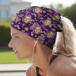 Personalised 1-3 Face Photos Fluorescent Pattern Sunshade Multi-Functional Neck Gaiter Outdoor Accessories Birthday Gift for Dog Cat Lovers