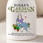 Personalised Retro Gardening Cartoon Character Ceramic Flower Vase with Name Home Decor Birthday Gift for Women Men