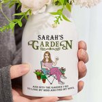 Personalised Retro Gardening Cartoon Character Ceramic Flower Vase with Name Home Decor Birthday Gift for Women Men