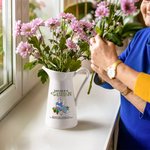 Personalised Retro Gardening Cartoon Character Ceramic Flower Vase with Name Home Decor Birthday Gift for Women Men