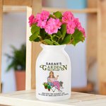 Personalised Retro Gardening Cartoon Character Ceramic Flower Vase with Name Home Decor Birthday Gift for Women Men
