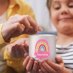 Gepersonaliseerd Schattig Boho Regenboog Keramisch Spaarvarken met Naam Verjaardagscadeau voor Jongens Meisjes