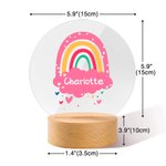 Personalised Boho Rainbow Acrylic LED Night Light with Name and Wooden Base Cute Nursery Decor Baby Shower Gift for Baby Girls Boys