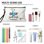 Personalised Oh Sip Girls Trip Drinks Portable Makeup Bag with Name and Wrist Strap Travel Daily Use Vacation Gift for Women Girl