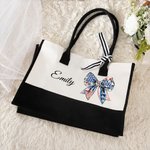 Personalised Red White Blue Bow Tote Bag Patriotic 4th of July American Independence Day Gift for Women