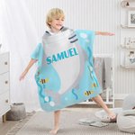 Personalisierte Unterwasserwelt Ozean Hai weiche schnell trocknende Kapuze Strandtuch mit Namen Strand Urlaub Reisen wesentliche Geburtstagsgeschenk für Kinder