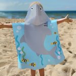Personalisierte Unterwasserwelt Ozean Hai weiche schnell trocknende Kapuze Strandtuch mit Namen Strand Urlaub Reisen wesentliche Geburtstagsgeschenk für Kinder