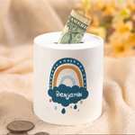 Gepersonaliseerd Schattig Boho Regenboog Keramisch Spaarvarken met Naam Verjaardagscadeau voor Jongens Meisjes