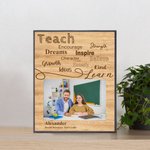 Personlig Teach Wooden Picture Photo Frame med text Tillbaka till skolan Uppskattning Lärarens dag Present till lärare