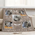 Personalized Photo Pet Paw Multicolor Soft Throw Blanket with Name and Date Home Decor Memorial Gift for Pet Lovers