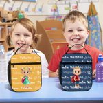 Personalised Cartoon Kid Character Portable Insulated Lunch Bag with Name and Mesh Pocket Back to School Birthday Gift for Boys Girls